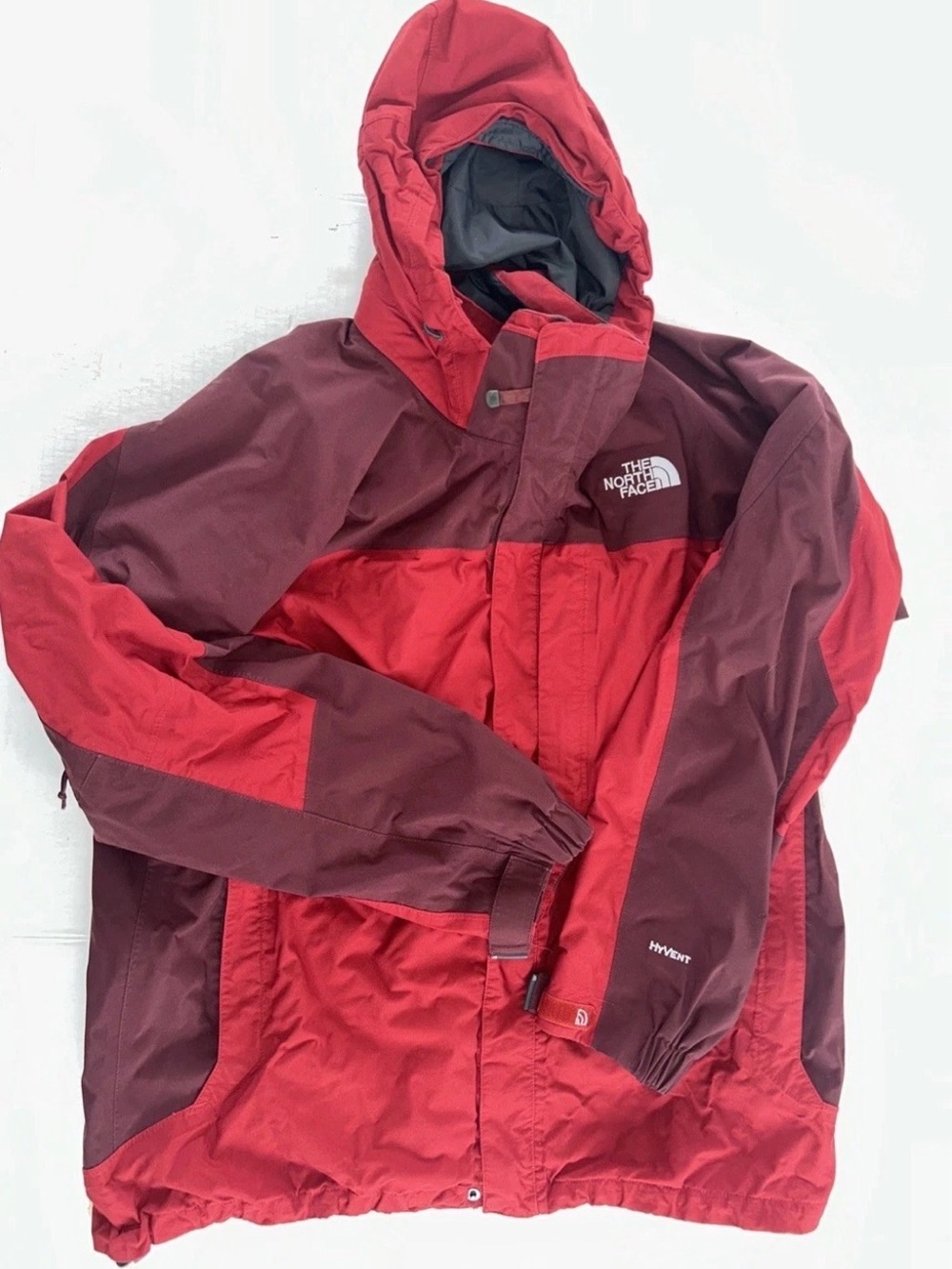 Rare Vintage THE NORTH FACE HyVent Two Tone Hooded Jacket 2000s Red Men SZ XL
